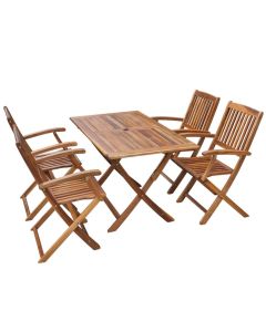 Ensemble de table et chaises de jardin en bois d'acacia HAMBOURG