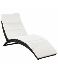 Chaise longue pliable moderne en poly-rotin Noir SUNO